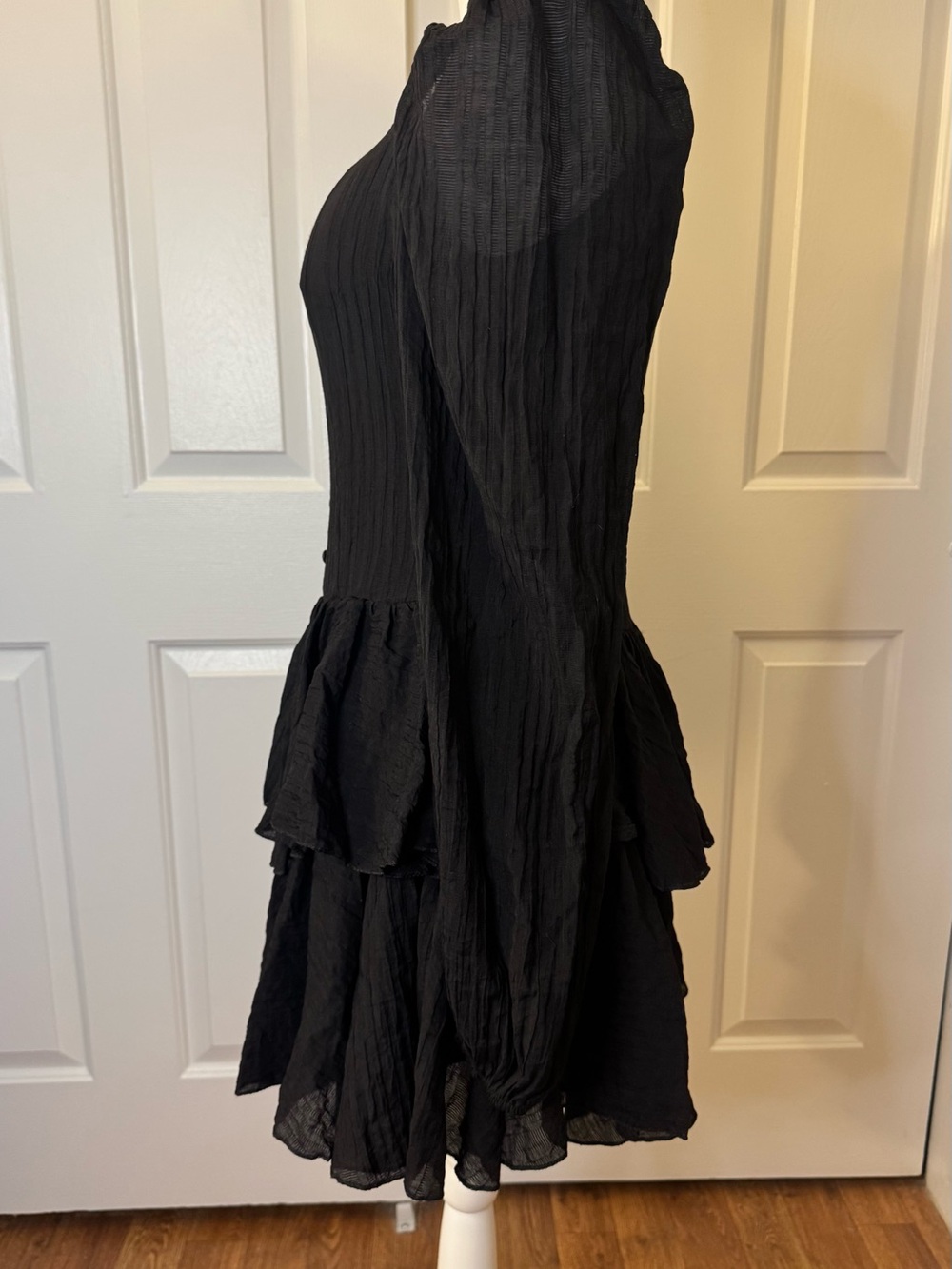 Black Long-Sleeve Tiered Mini Dress Witchy Costume - Picture 4 of 7